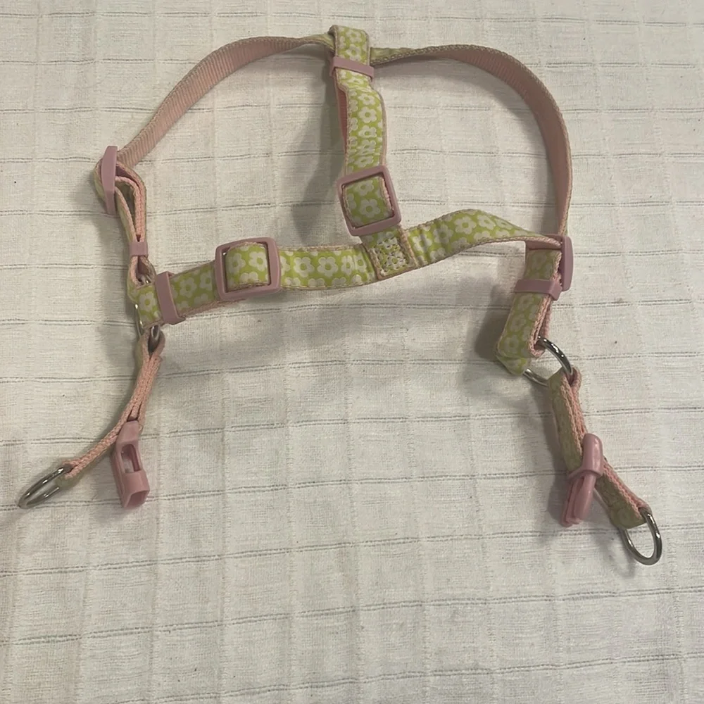 Top paw dog harness adjustable floral green pink nylon S Small